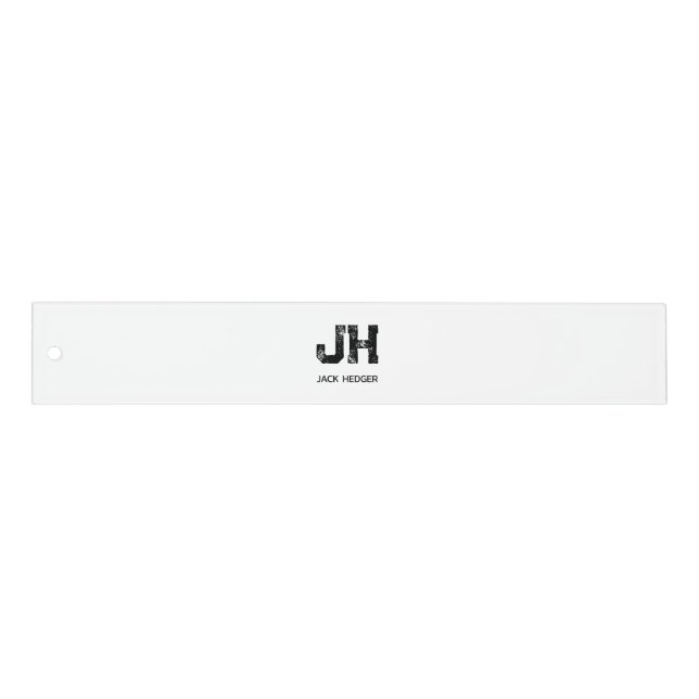 MINIMALIST BLACK TWO LETTER MONOGRAM NAME WHITE RULER (Front)