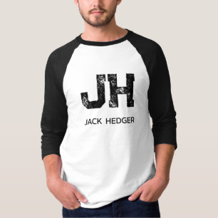 MINIMALIST BLACK TWO LETTER MONOGRAM NAME WHITE T-Shirt