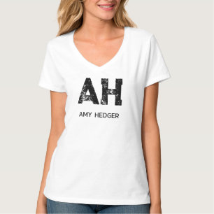 MINIMALIST BLACK TWO LETTER MONOGRAM NAME WHITE T-Shirt