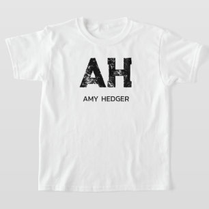 MINIMALIST BLACK TWO LETTER MONOGRAM NAME WHITE T-Shirt