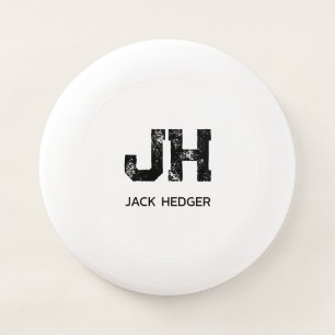 MINIMALIST BLACK TWO LETTER MONOGRAM NAME WHITE Wham-O FRISBEE