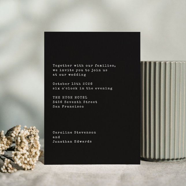 Minimalist Black Typewriter Typography Wedding Invitation (Creator Uploaded)