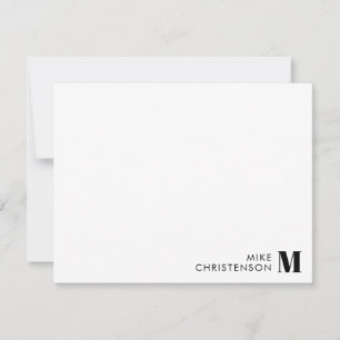 Minimalist Black Typography Monogram Name Note Card
