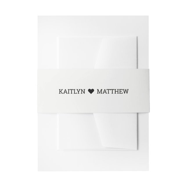 Minimalist Black Typography Monogram Names Wedding Invitation Belly Band (Front Example)