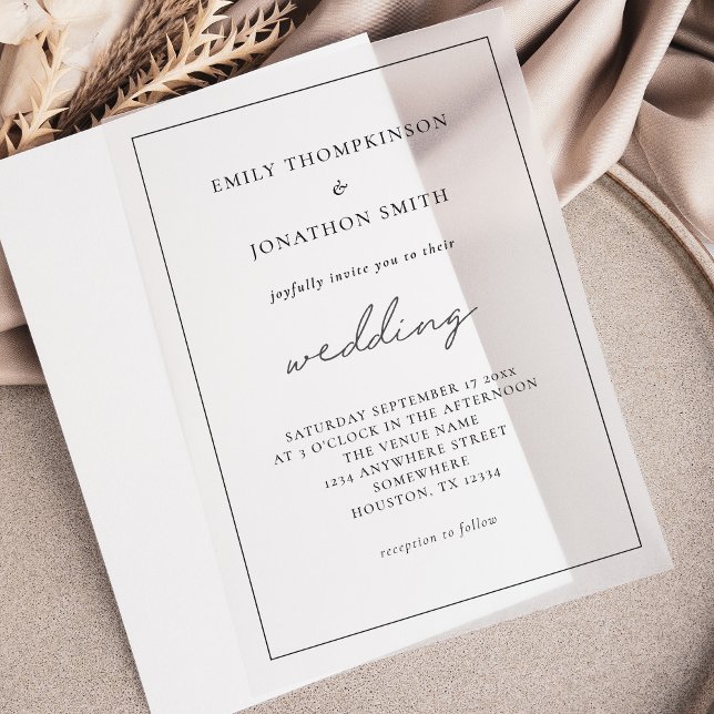Minimalist Black Typography Wedding Vellum Invitations (Creator Uploaded)