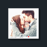Minimalist Black Typography with Red Heart Photo Canvas Print<br><div class="desc">Upload your own photo to create custom wall art. This canvas artwork has a simple, minimalist style with black typewriter style lettering and red heart accent below your own square photo.</div>