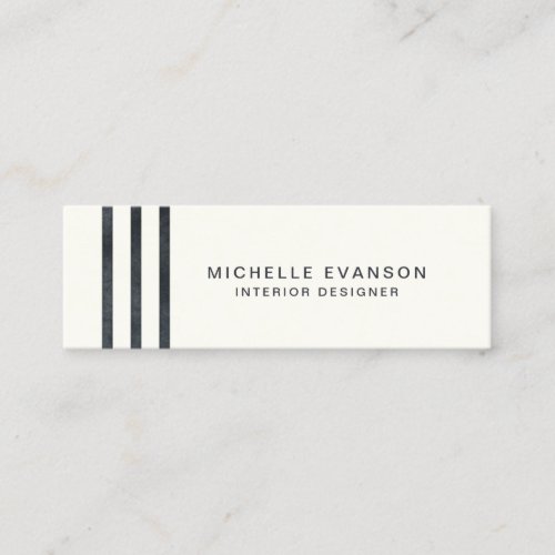 Minimalist Black Watercolor Stripes Mini Business Card