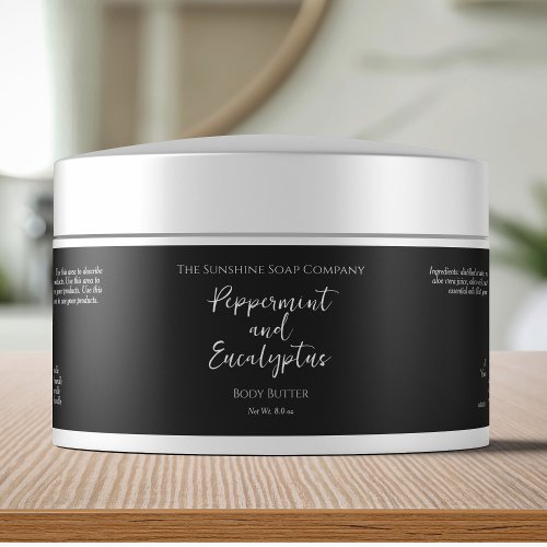 Minimalist Black Waterproof Cosmetics Jar Label