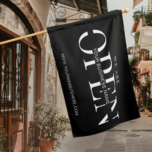 Minimalist Black We Are Open Business Salon Flag