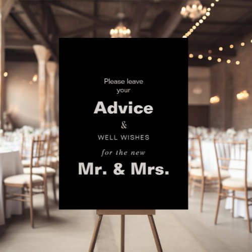 Minimalist Black Wedding Advice and Well Wishes  Poster