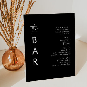 Minimalist Black Wedding Bar Pedestal Sign