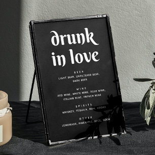 Minimalist Black Wedding Bar Sign Drunk in Love
