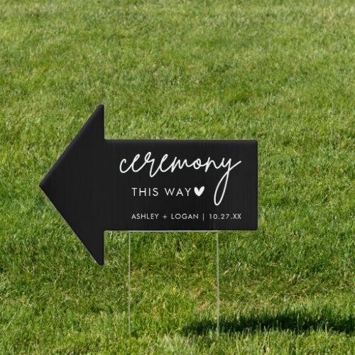 Minimalist Black Wedding Ceremony This Way Arrow Sign