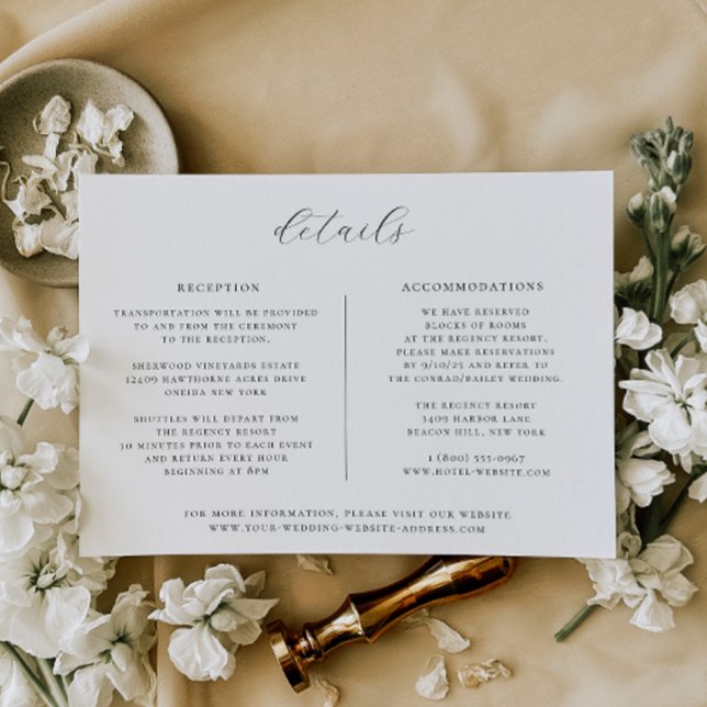 Minimalist Black Wedding Details Card (Creator Uploaded)