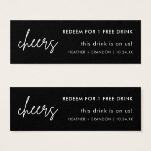 Minimalist Black Wedding Drink Ticket Cards