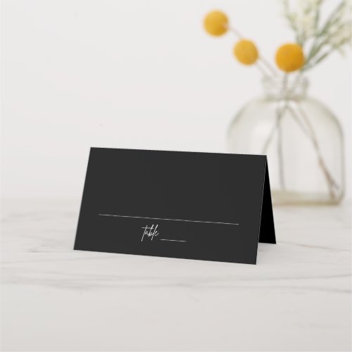 Minimalist Black Wedding Folded Place Card