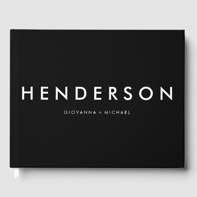 Minimalist Black Wedding Guest Book (Front)