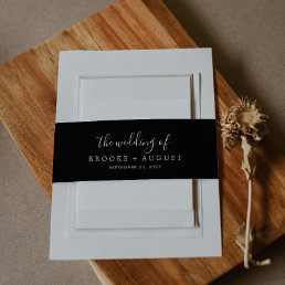 Minimalist Black Wedding Invitation Belly Band