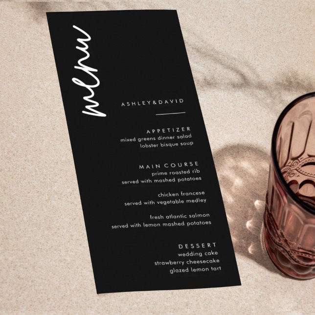 Minimalist Black Wedding Menu Cards| Modern Menu (Creator Uploaded)