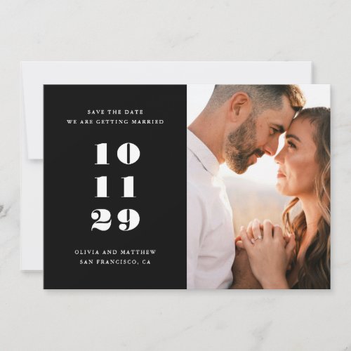 Minimalist Black Wedding | Modern Editorial Photo Save The Date