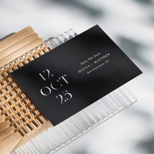 Minimalist Black Wedding | Modern Typography Photo Save The Date (Creator Uploaded)