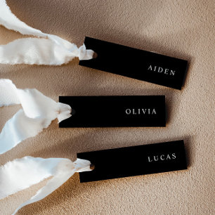 Minimalist Black Wedding Name Place Cards