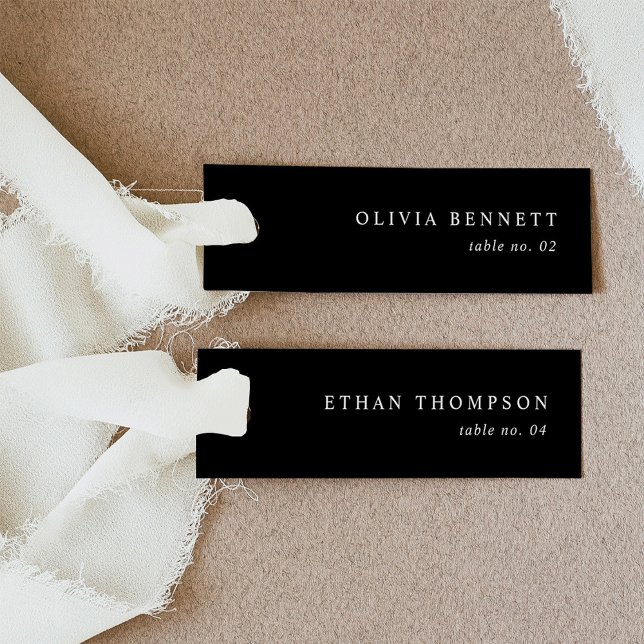 Minimalist Black Wedding Name Place Cards (Creator Uploaded)