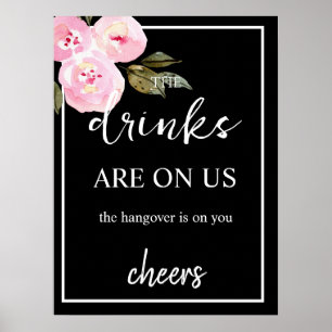 Minimalist Black Wedding Open Bar Sign