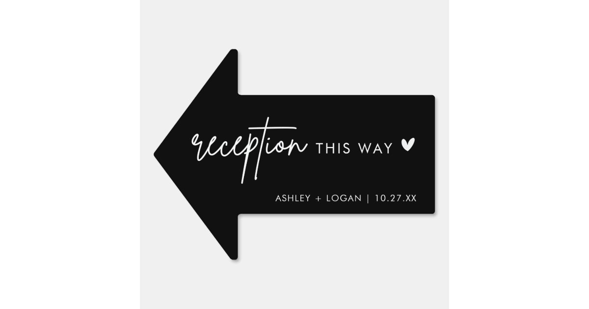 Minimalist Black Wedding Reception This Way Arrow Sign | Zazzle