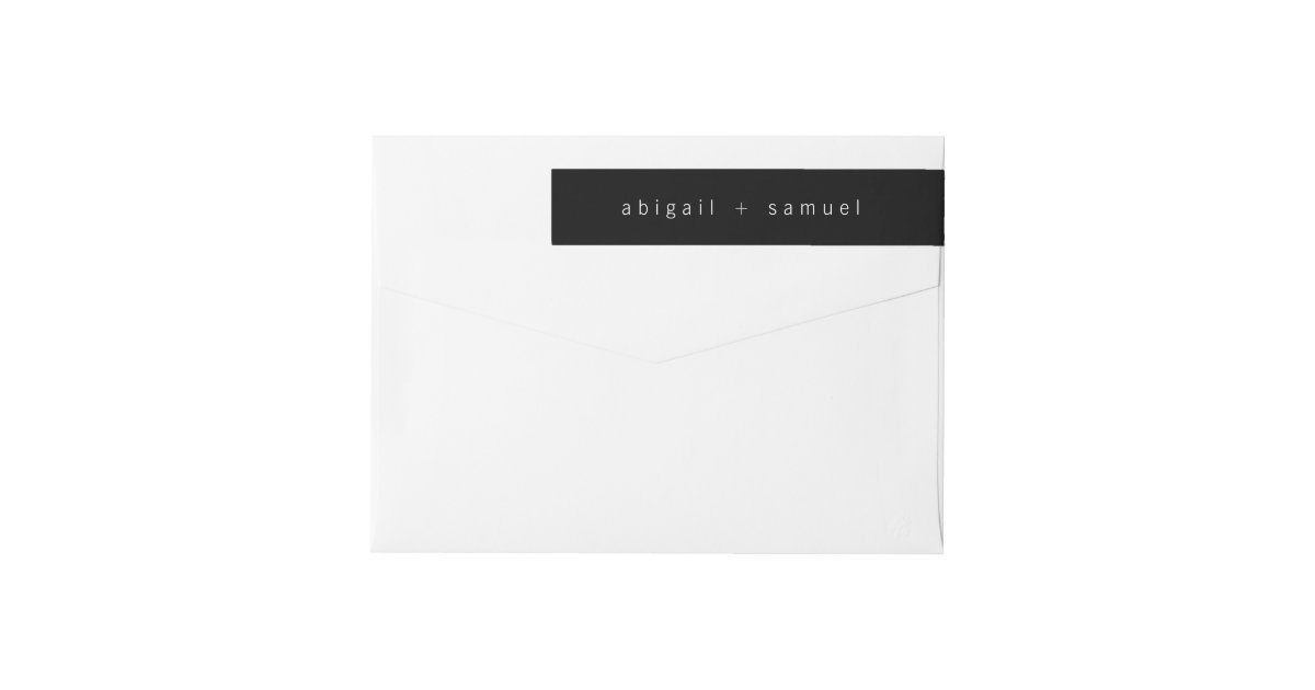Minimalist Black Wedding Return Address Wrap Around Label | Zazzle