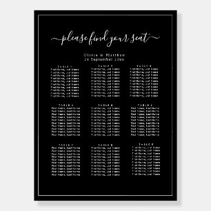 Minimalist Black Wedding Seating Chart Foam Board