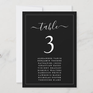Minimalist Black wedding Seating Chart Table Cards