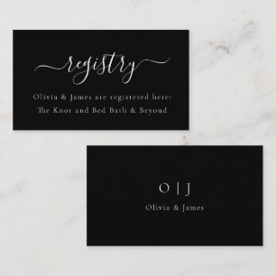 Minimalist Black Wedding Shower Gift Registry Enclosure Card