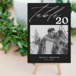 Minimalist Black  Wedding Table Number Pictures<br><div class="desc">A different way to show your wedding table numbers. Designed to match the "Vivian" Collection. This template includes 1 picture that could be when you were kids or as a couple,  table number in. modern calligraphy typography,  couple's names and wedding date.</div>