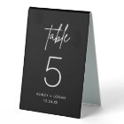 Minimalist Black Wedding Table Numbers Table