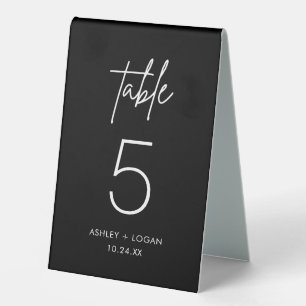 Minimalist Black Wedding Table Numbers Table Tent