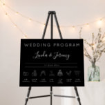 Minimalist Black Wedding Timeline Sign<br><div class="desc">Elegant black Wedding program timeline sign features wedding icons and modern typography. This ceremony program sign is fully customizable,  so you can change icons size and order,  all text,   colors and background to better match your wedding theme!</div>
