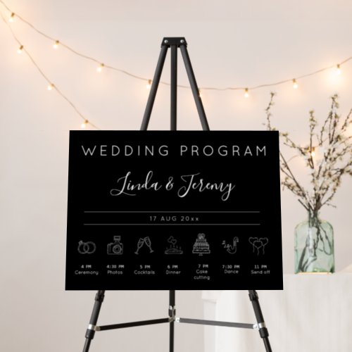 Minimalist Black Wedding Timeline Sign