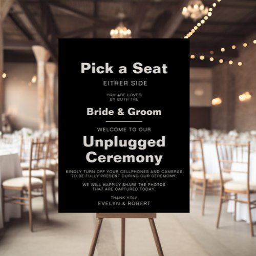 Minimalist Black Wedding Unplugged Ceremony  Poster