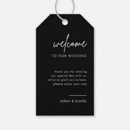 Minimalist Black Wedding Welcome Favors Gift Tags