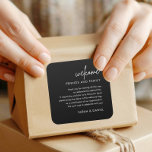 Minimalist Black Wedding Welcome Gift Bag Basket  Square Sticker<br><div class="desc">Minimalist Wedding Welcome Gift Bag Basket Stickers</div>