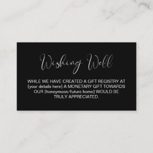 Minimalist Black Wedding Wishing Well Enclosure Card