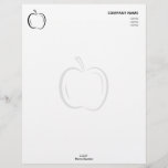 Minimalist Black Wedge-Shaped Line Art Apple Letterhead<br><div class="desc">Minimalist apple drawing.</div>