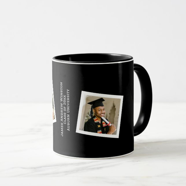 Minimalist Black & White 2 Framed Photo Graduate Mug (Front Right)