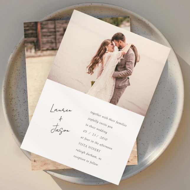 Minimalist Black & White 2 Photo Wedding Invitation (Creator Uploaded)