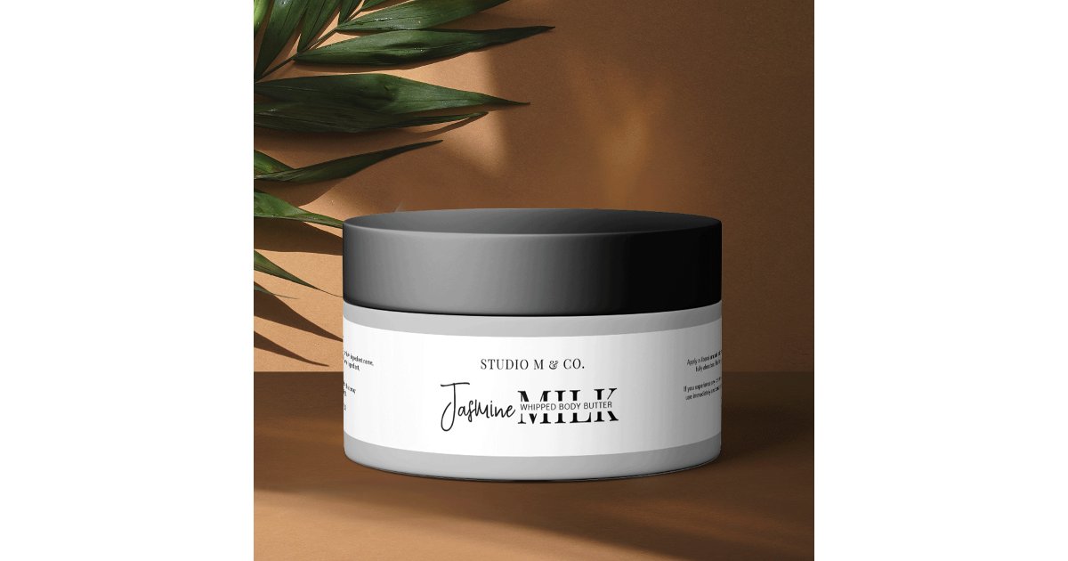 Minimalist Black & White 4 OZ Body Product Jar Wrap Around Label | Zazzle