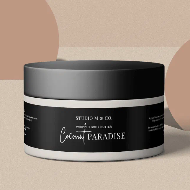 Minimalist Black White 4OZ 120g Cosmetic Jar Label | Zazzle