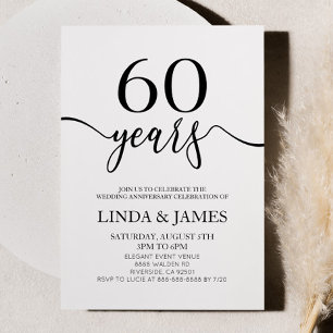 Minimalist Black White 60th Wedding Anniversary Invitation