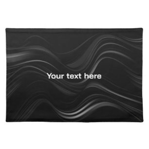 Minimalist Black & White Abstract   Add Your Text Cloth Placemat