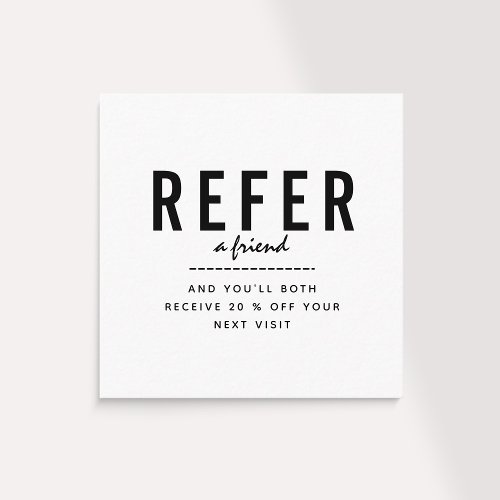 Minimalist Black White Add Logo Plain Simple Clean Referral Card